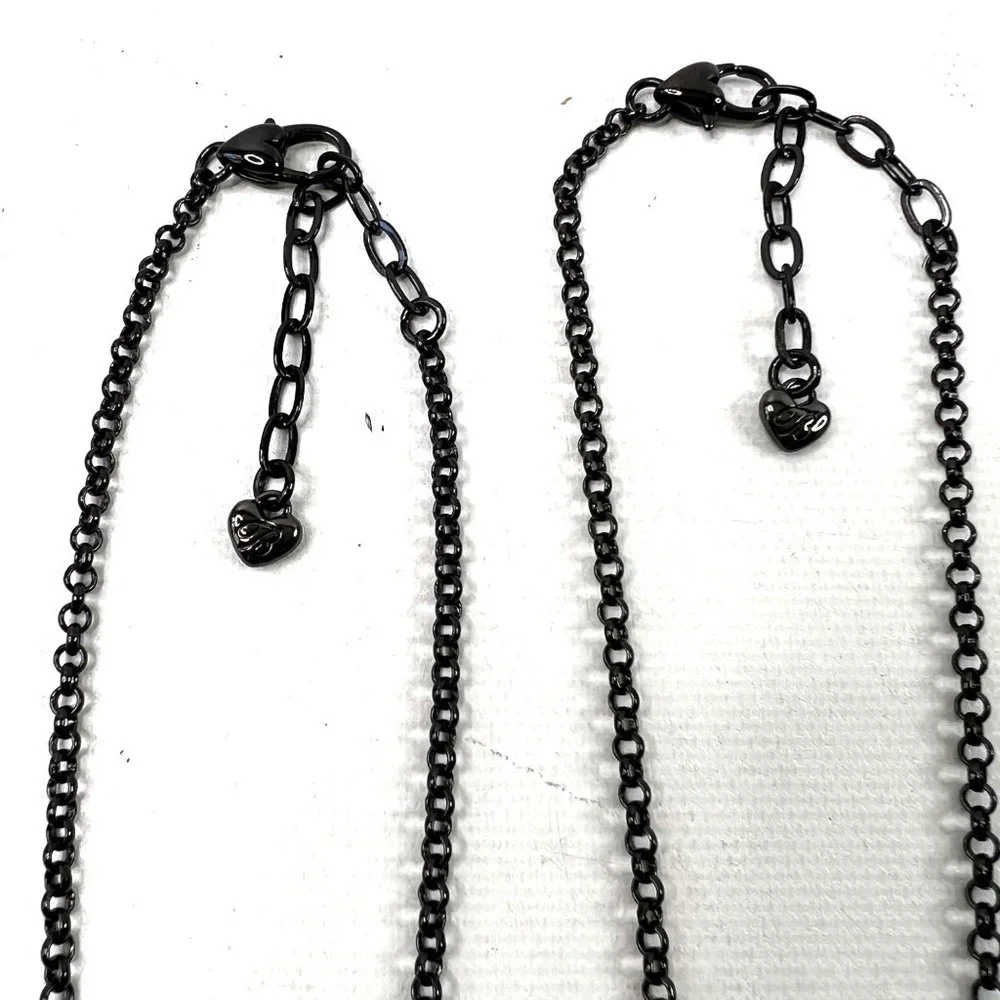 Brighton Monarch Necklaces Set of 2 Love Strength 18" Black Chains - Picture 10 of 10